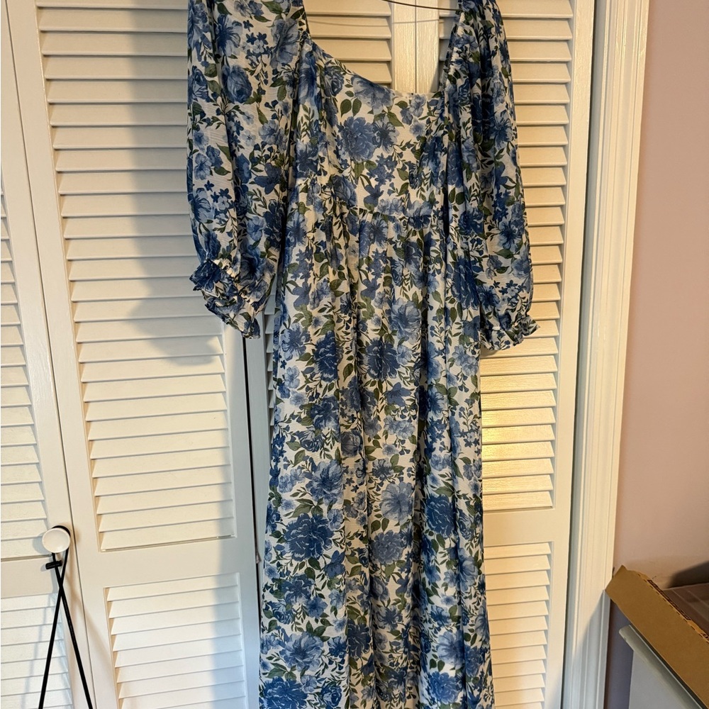 ARULA Blue and White Scoop Neck Sundress